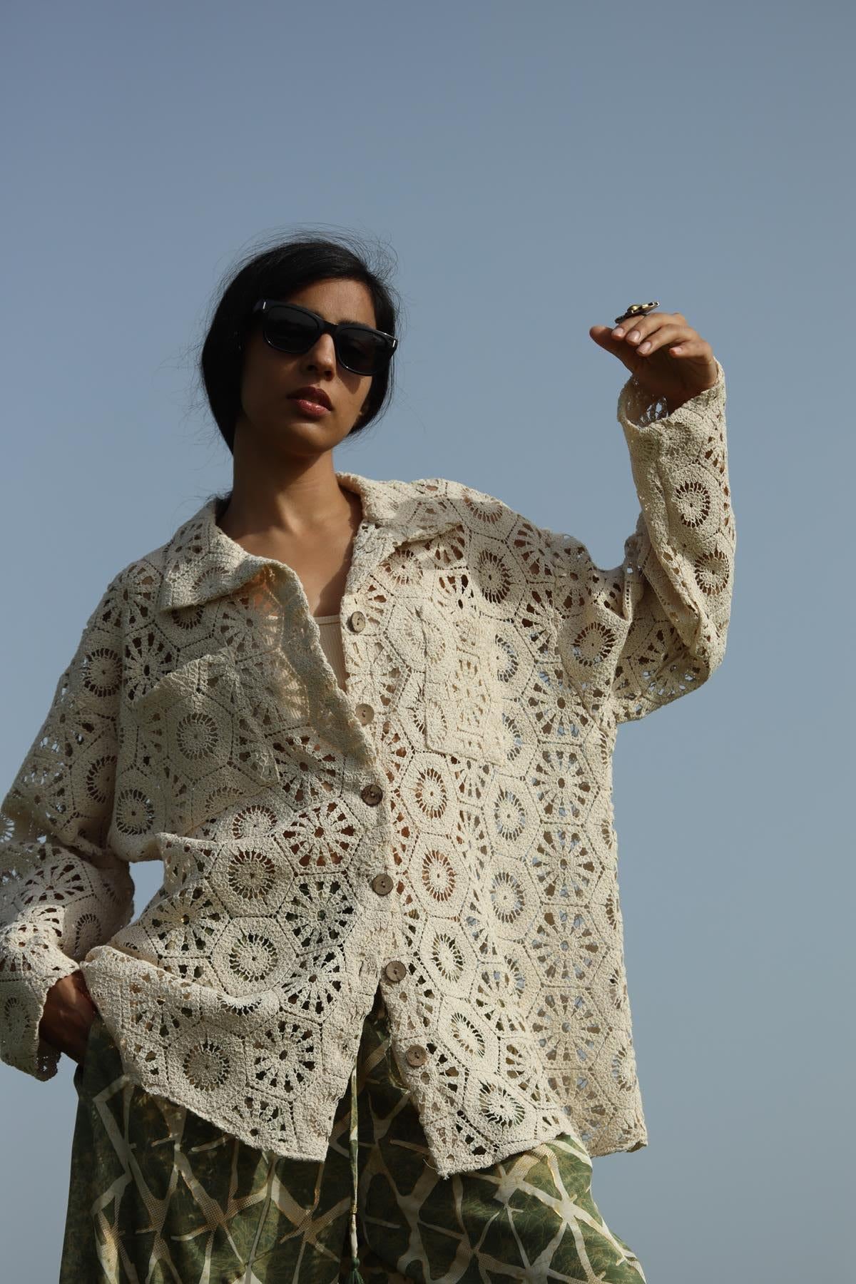 Cream Color Lace Shirt