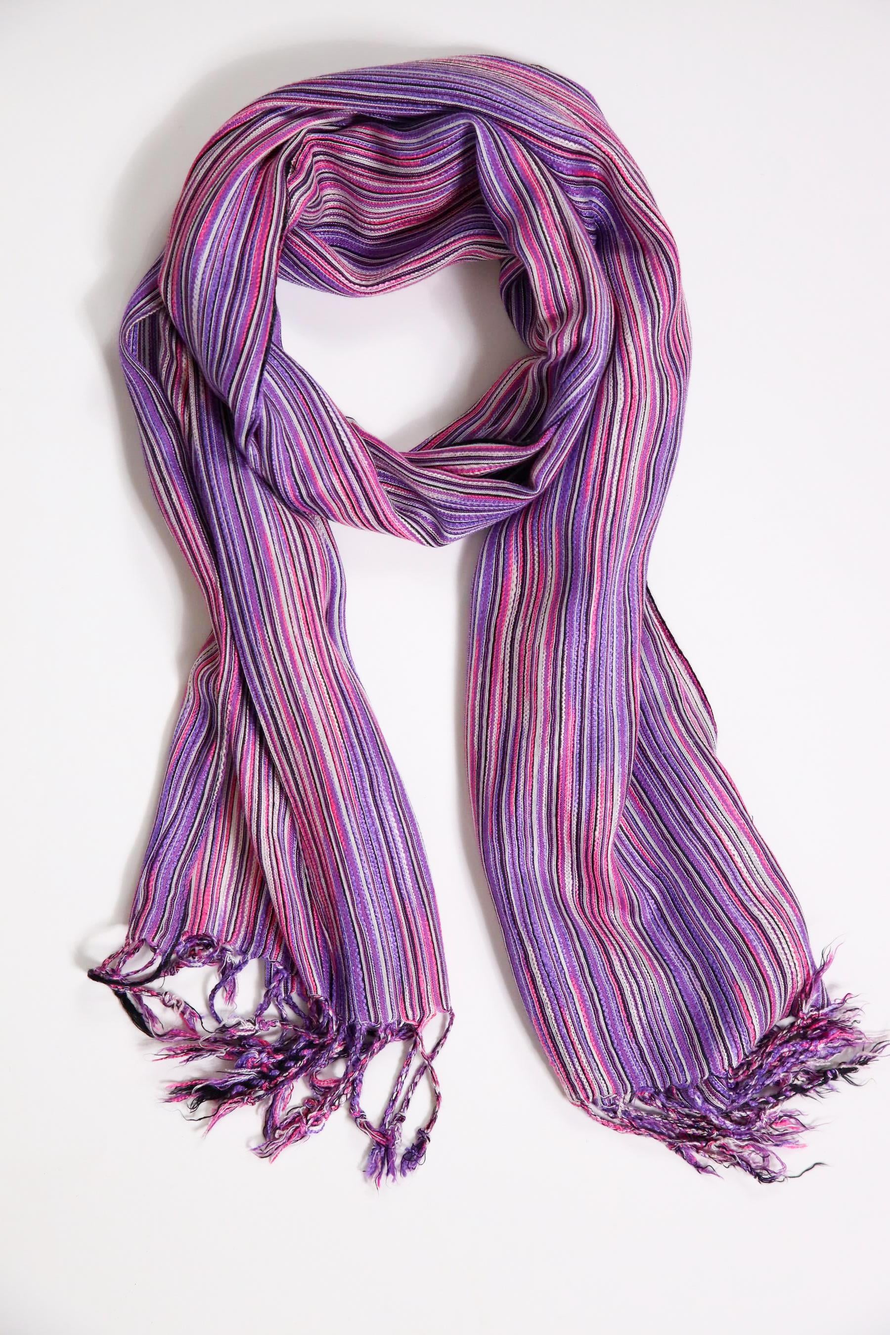 Mor Çizgi Desen Şal - Şaman Butik Mor Çizgi Desen Şal