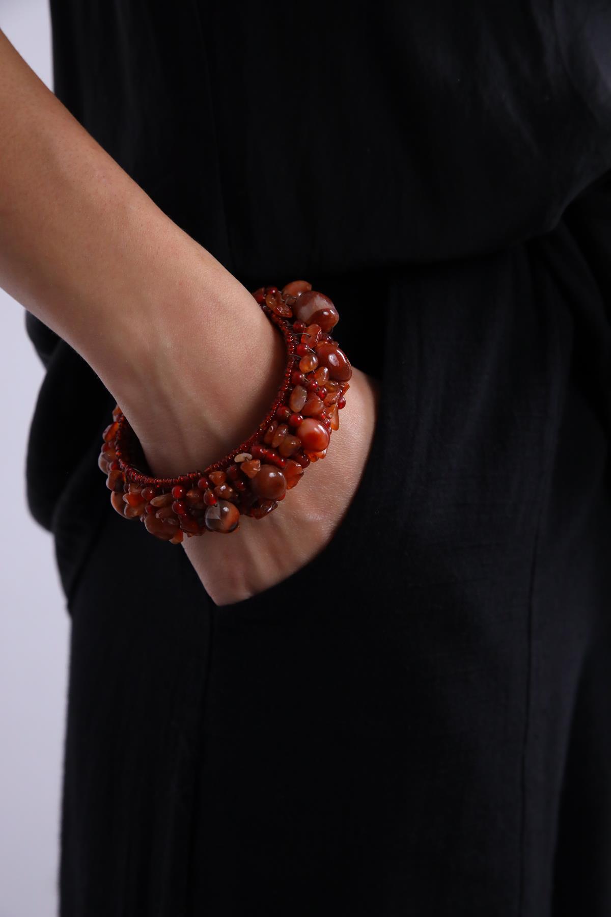  Akik Taşlı Tasarım Bileklik