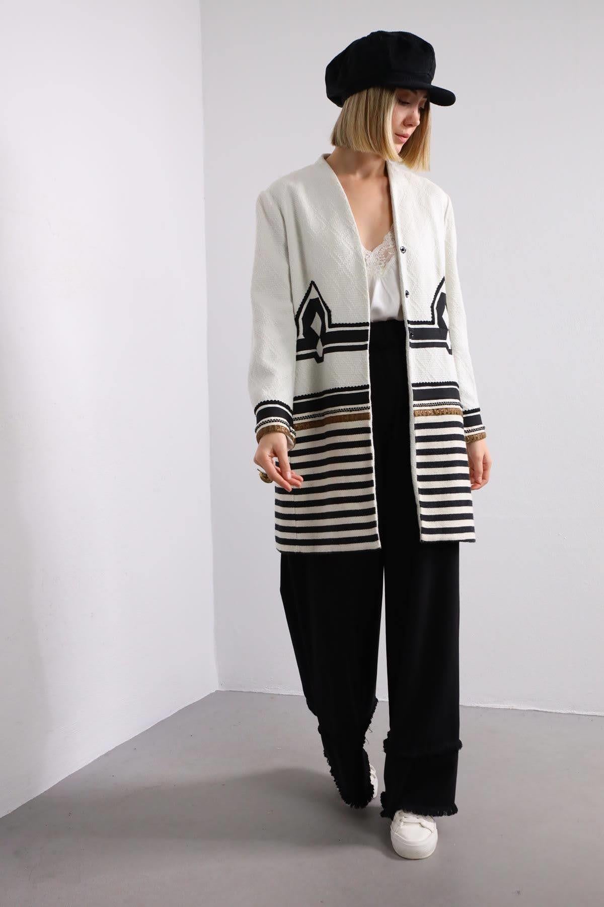 Stone Color Striped Caftan Stone Color Striped Caftan