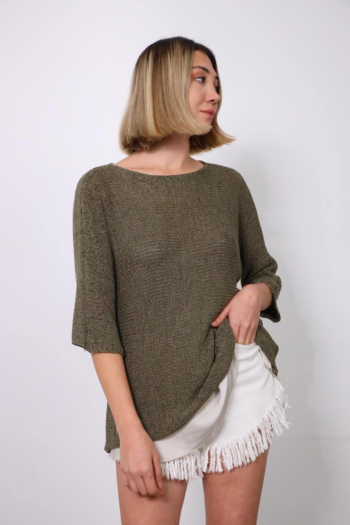 Haki Tensel Merserize Bluz - Şaman Butik - Bohem Giyim ve Aksesuar | Kadın & Erkek Haki Tensel Merserize Bluz