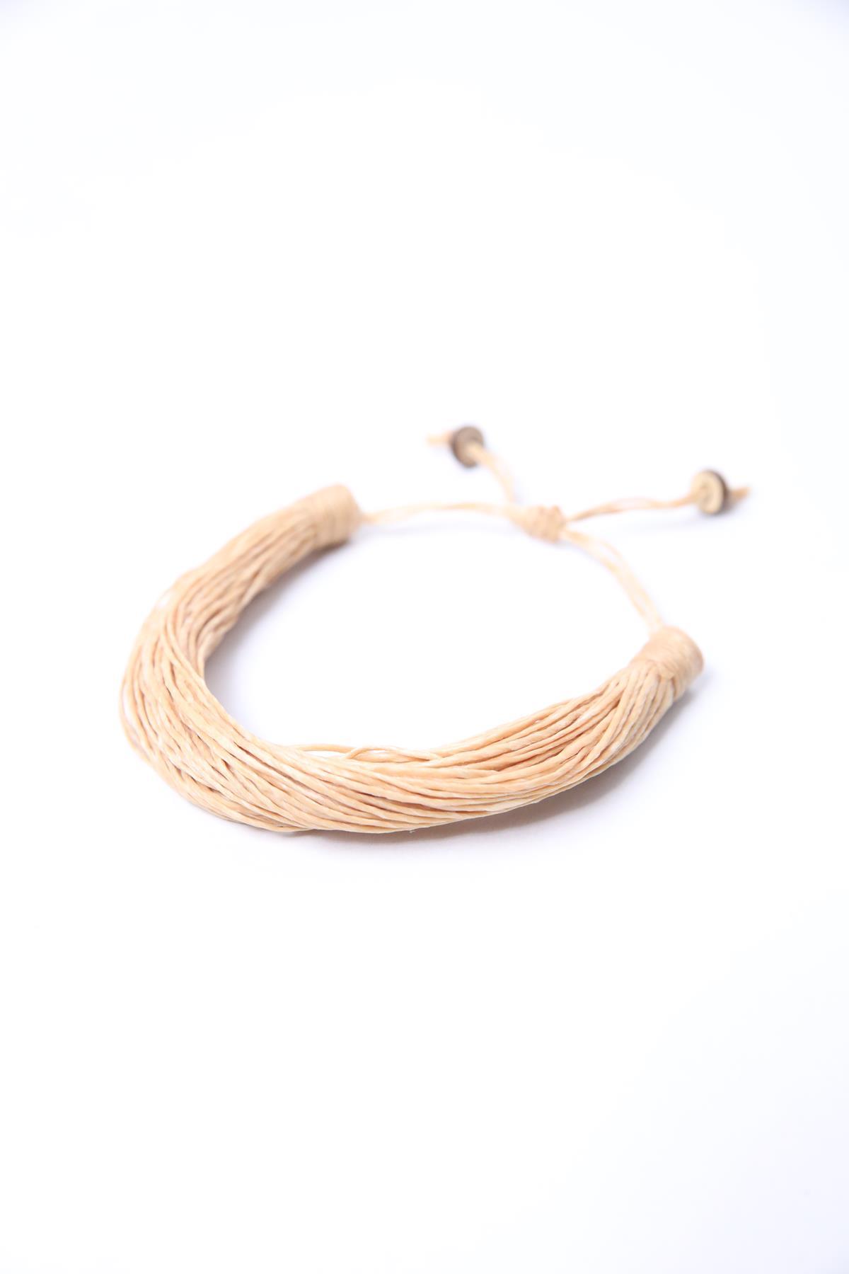 Camel Rengi Çoklu Mumlu İp Bileklik