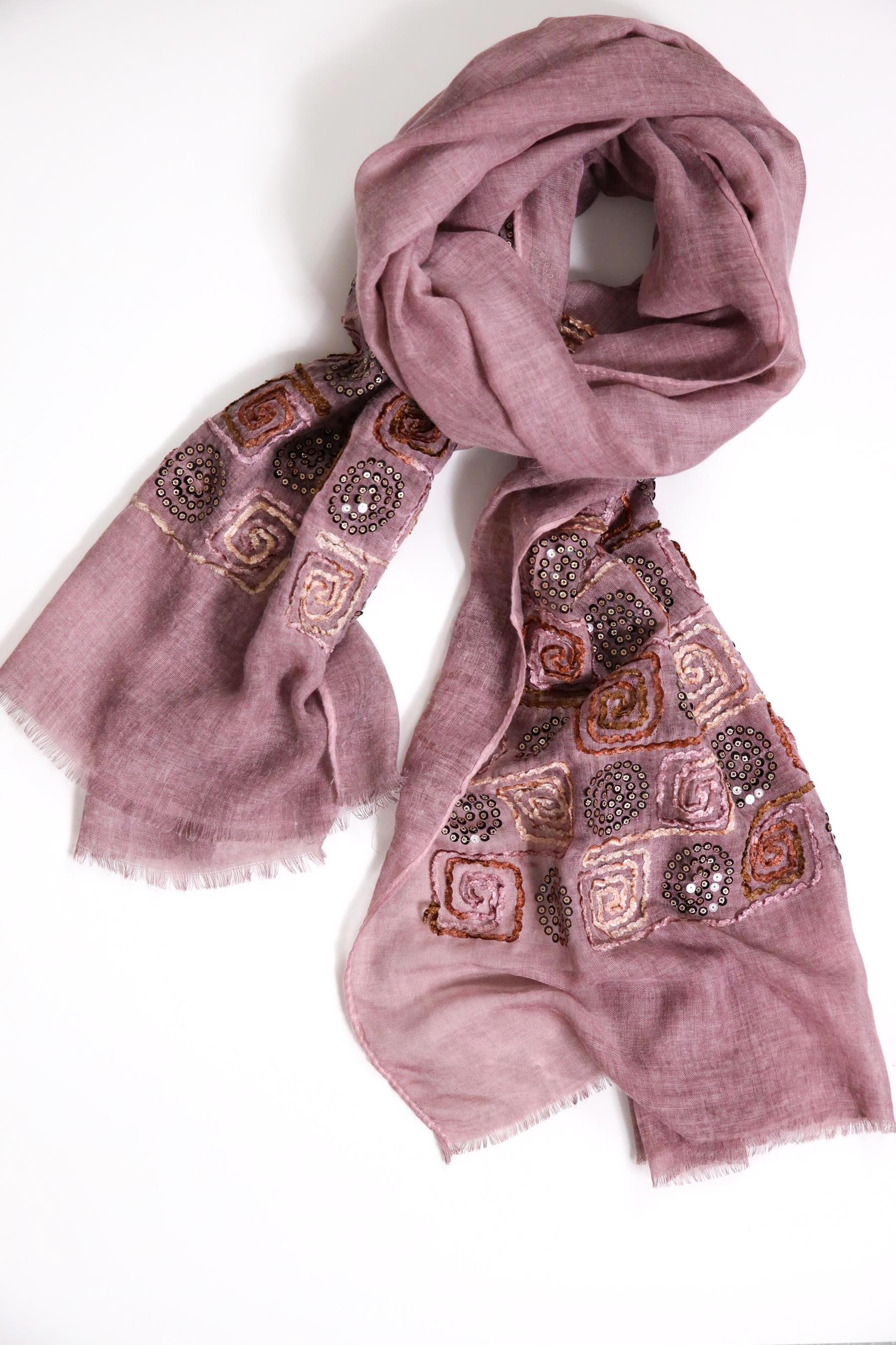  Gül Kurusu İşlemeli Saçaklı Şal