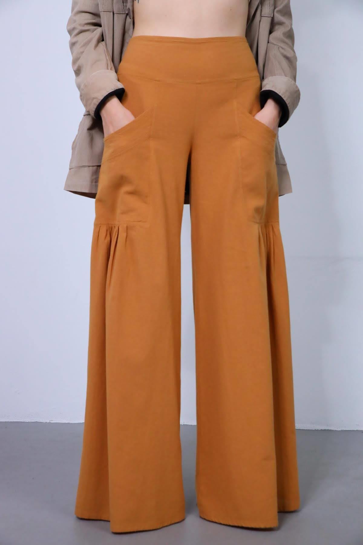 Hardal Nora Pantolon - Şaman Butik - Bohem Giyim ve Aksesuar | Kadın & Erkek Hardal Nora Pantolon