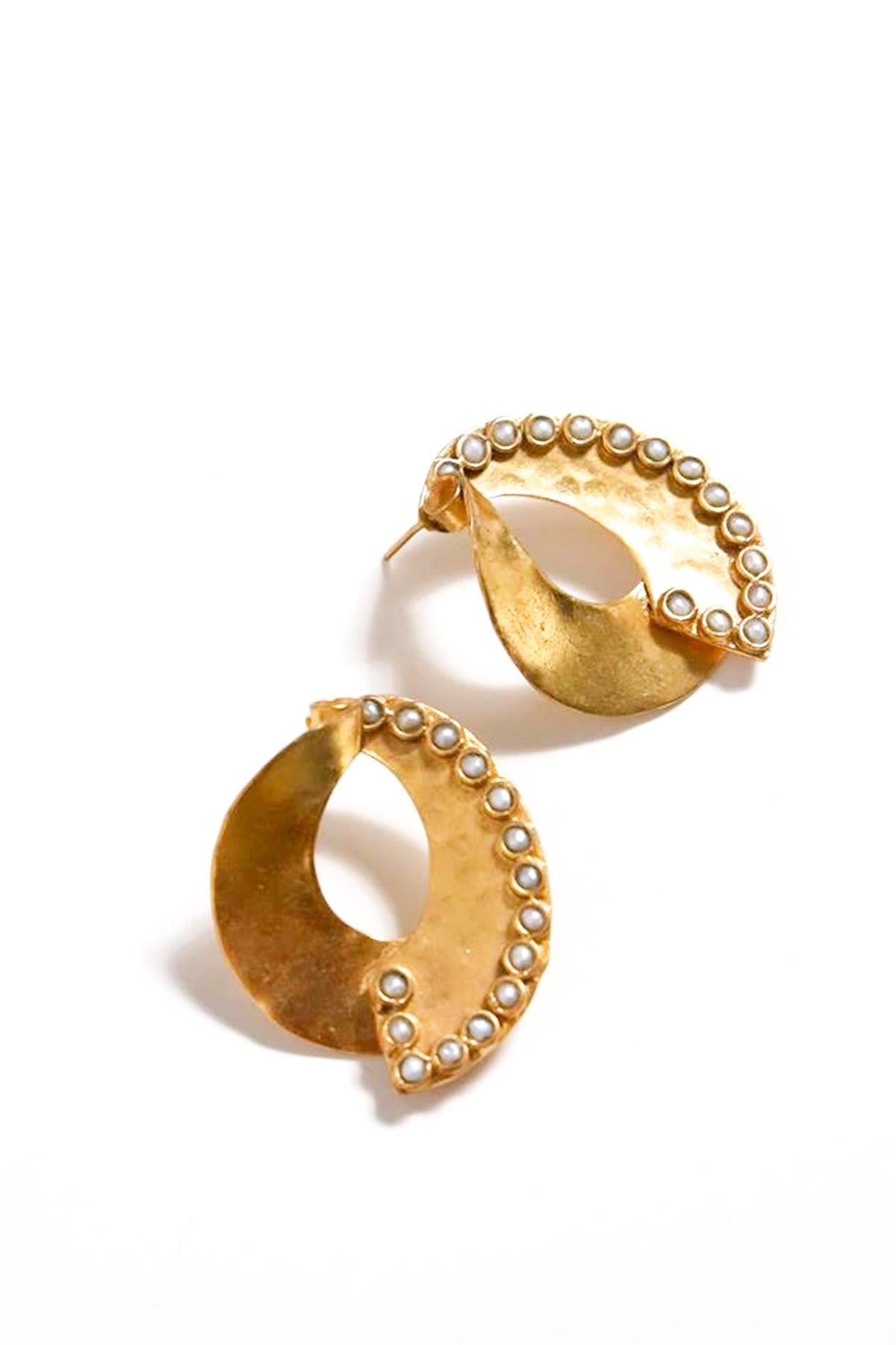  Altın Kaplama Bronz El Yapımı Küpe