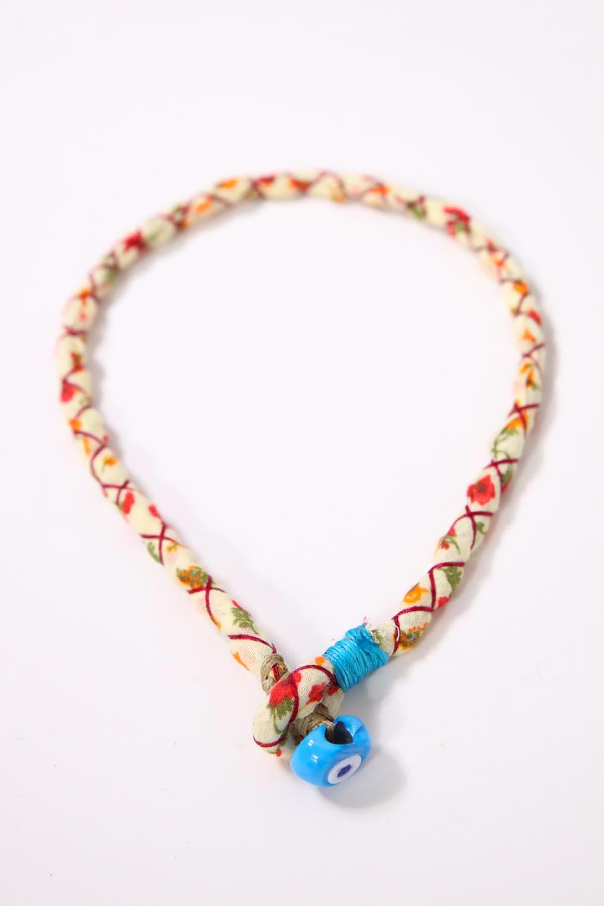 Çiçek Desenli Nazar Boncuğu Detaylı Kolye - Şaman Butik Çiçek Desenli Nazar Boncuğu Detaylı Kolye