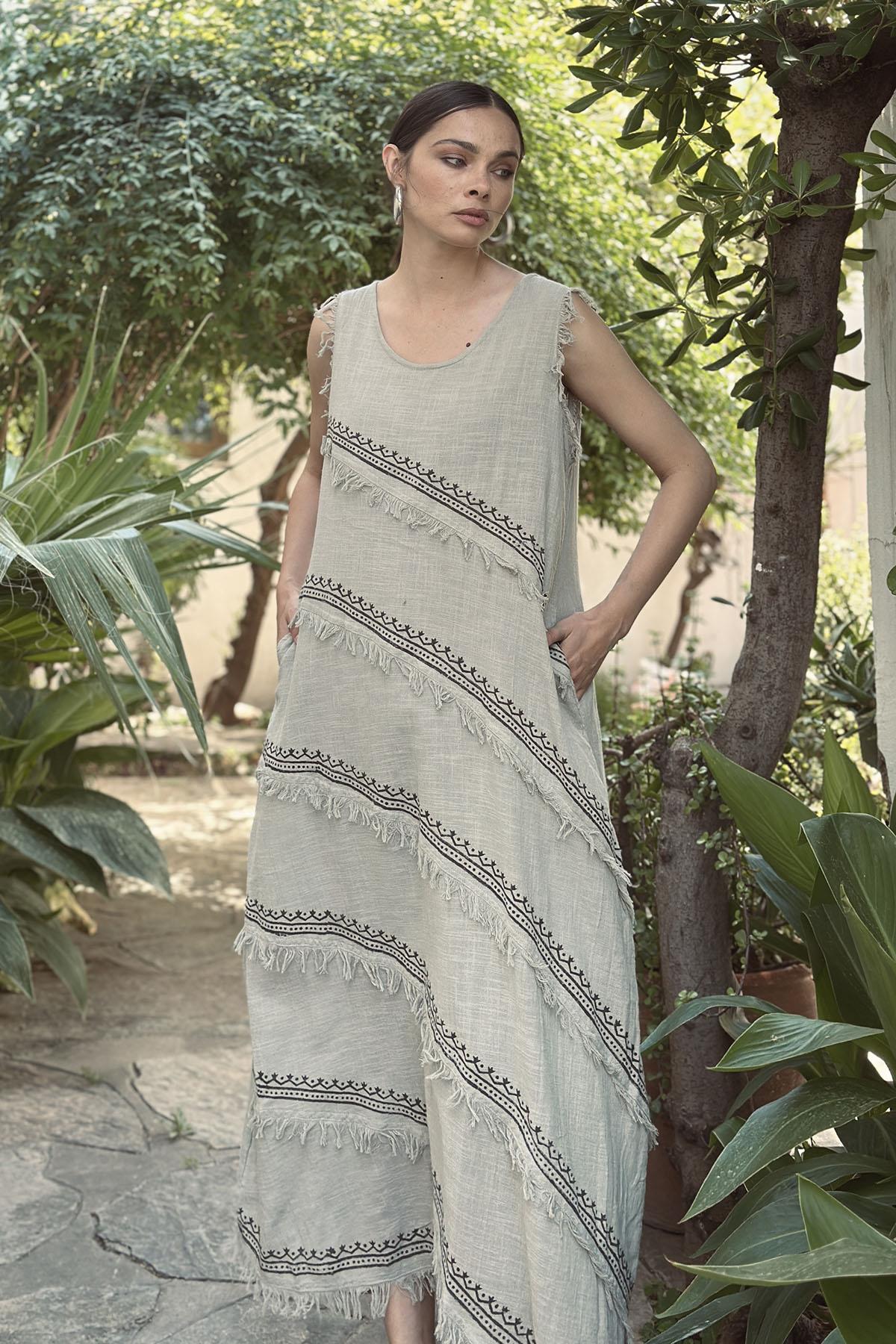 Mink Color Layered Sleeveless Dress