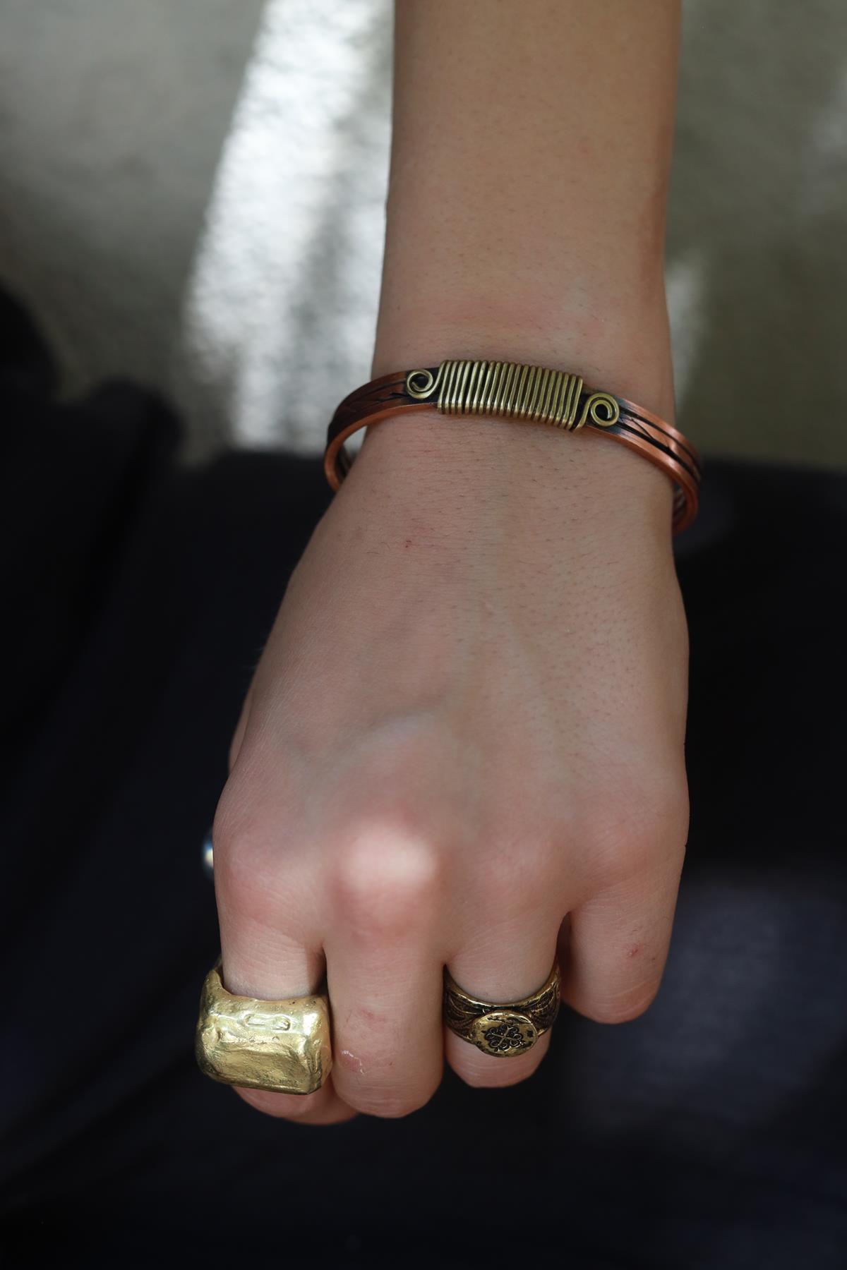 Bronze and Copper Design Bracelet