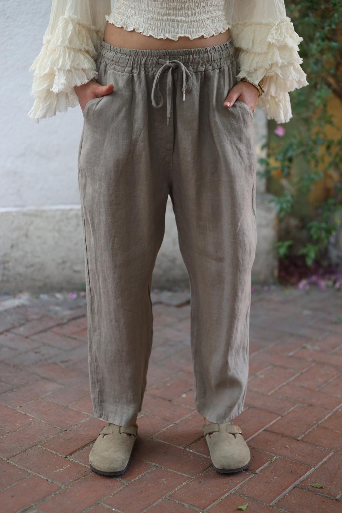 Vizon Rengi Beli İpli Judith Pantolon