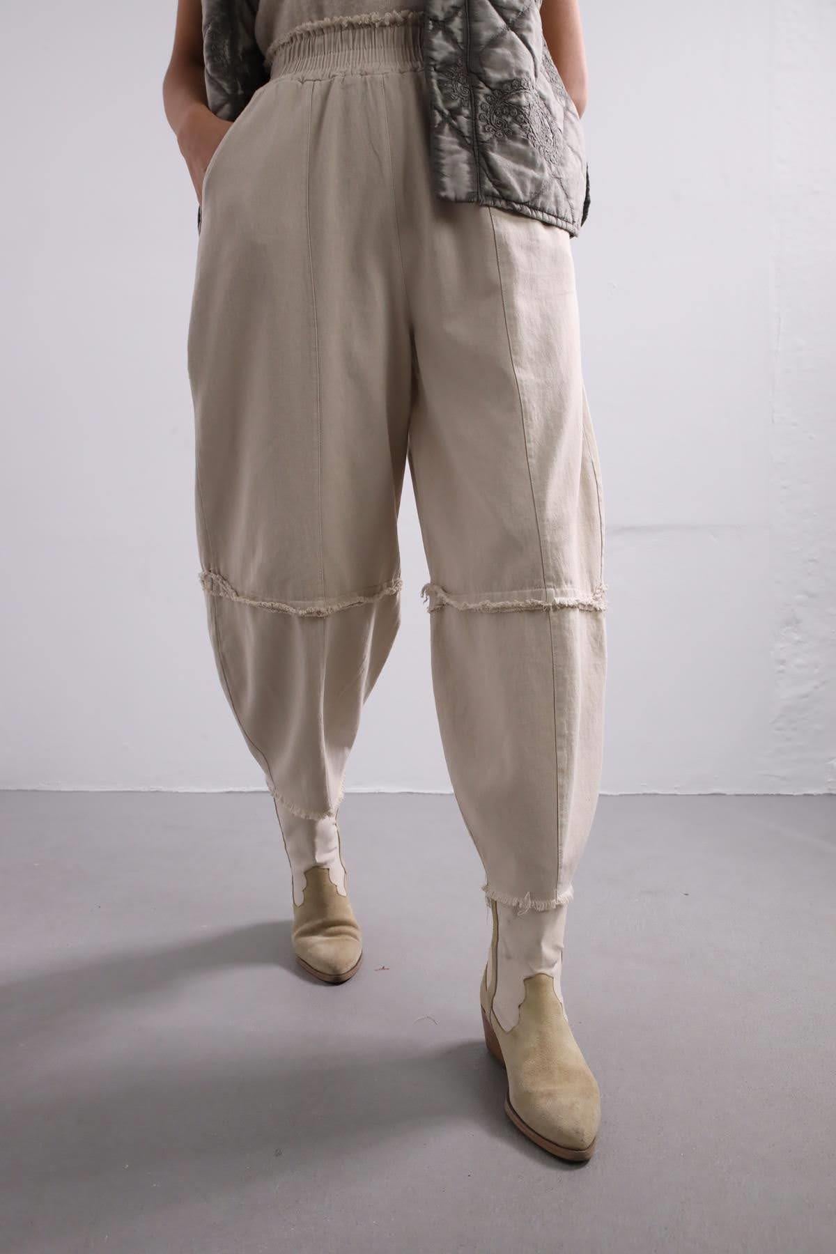Taş Rengi Yağ Yıkama Dikiş Detaylı Pantolon - Şaman Butik Taş Rengi Yağ Yıkama Dikiş Detaylı Pantolon