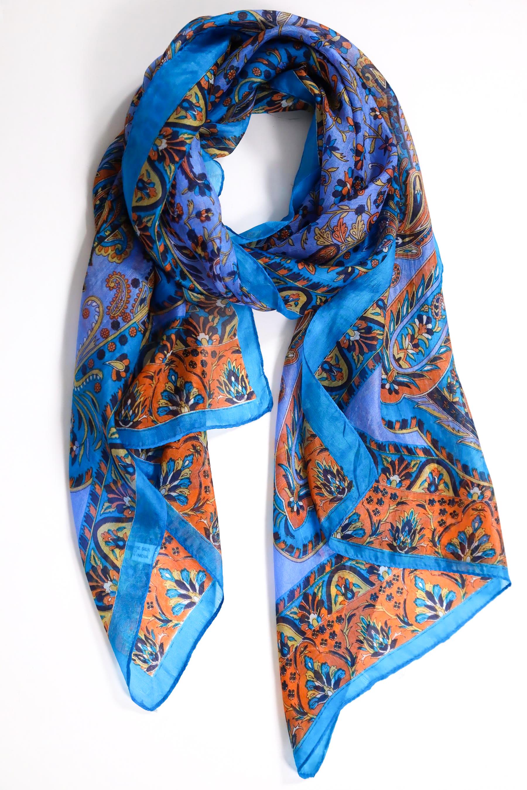 Turkuaz Desenli İpek Şal Turkuaz Desenli İpek Şal