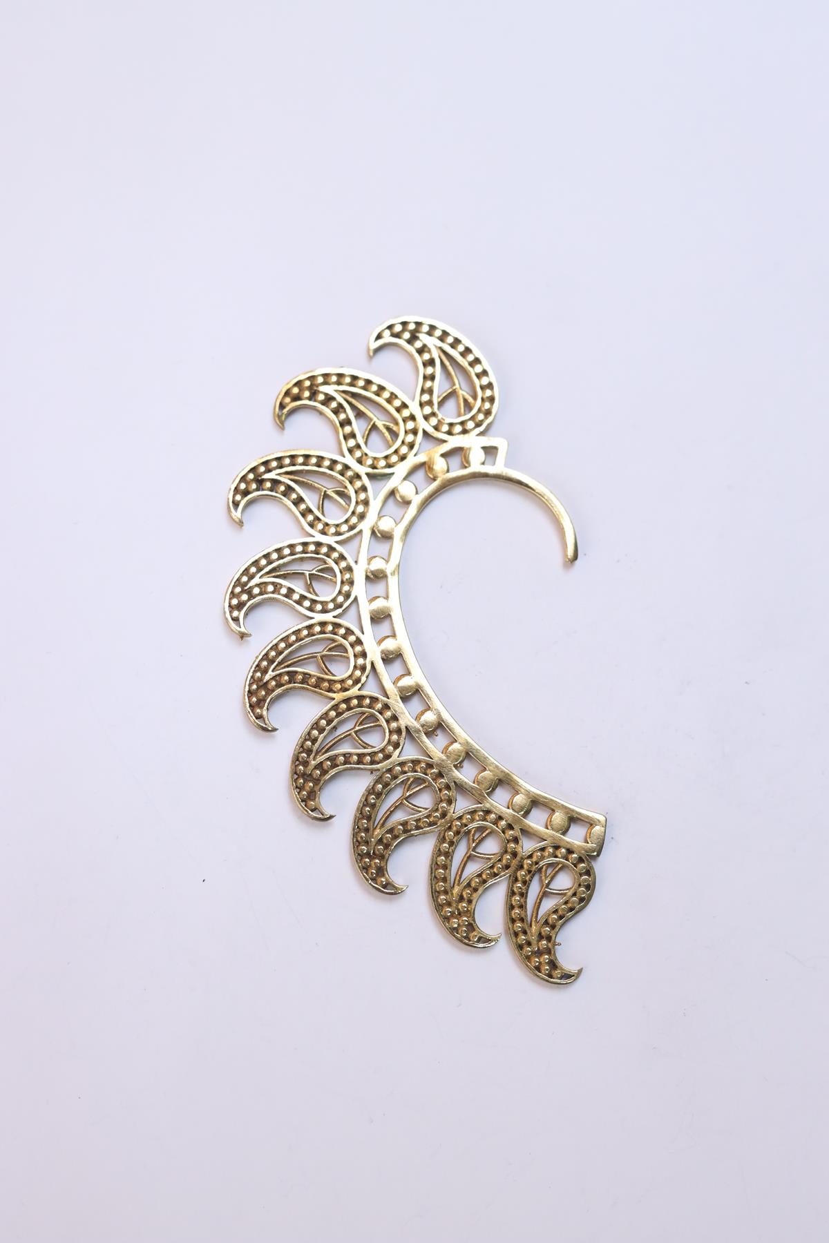 Bronz Büyük Desenli Ear Cuff