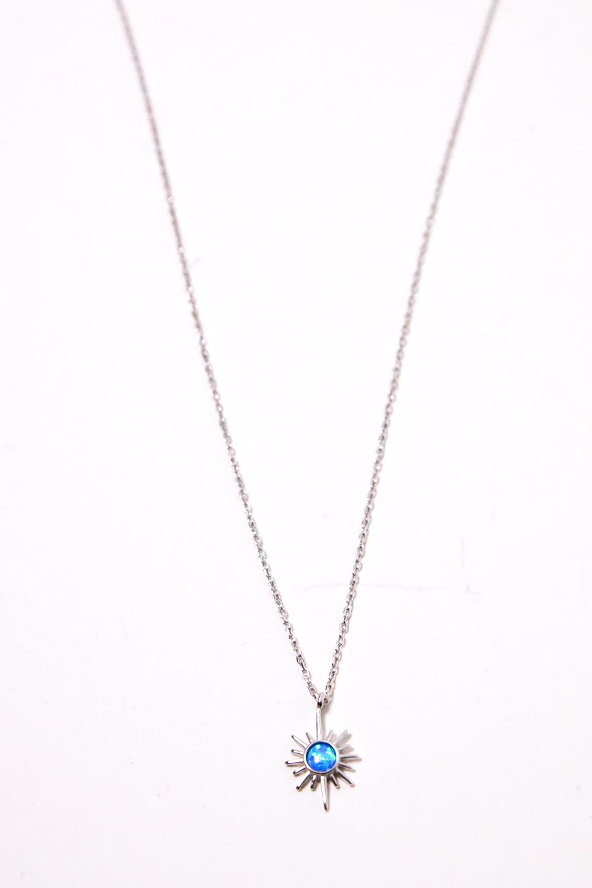  Mavi Opal Gümüş Kolye