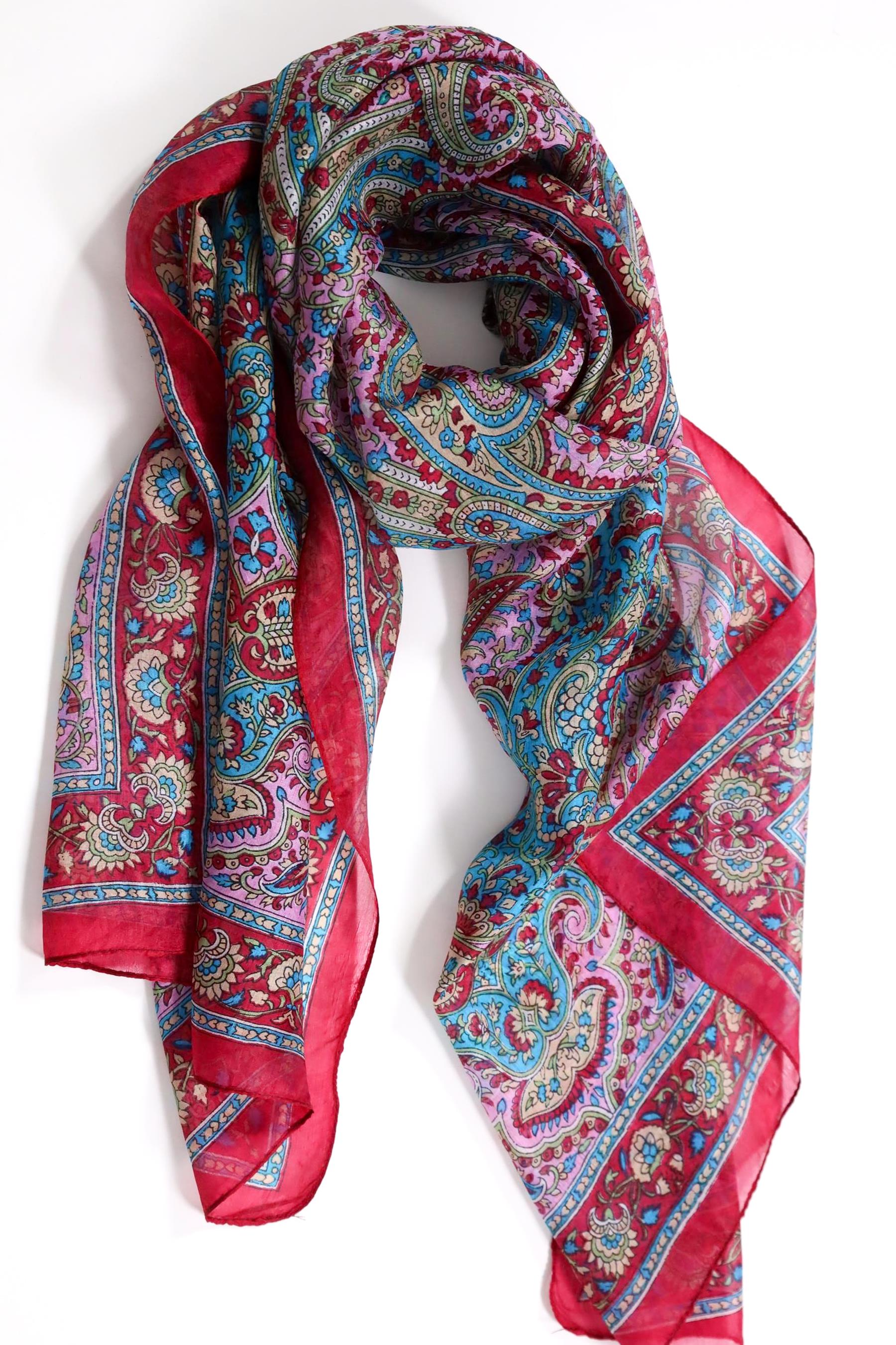  Bordo Desenli İpek Şal