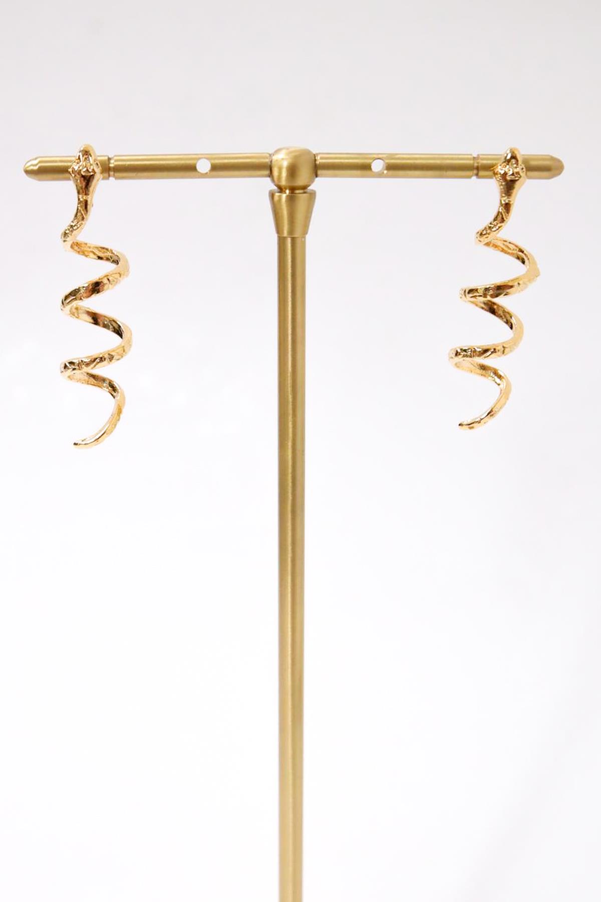  Sarmal Tasarım Yılan Altın Kaplama Küpe