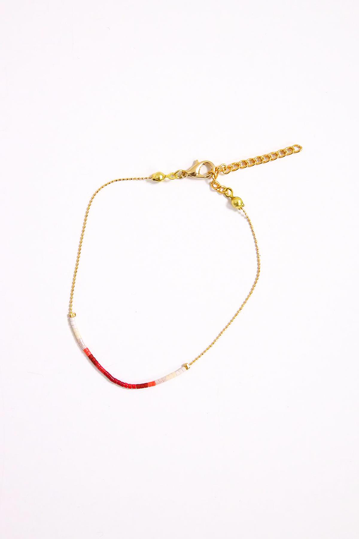  Turuncu Ve Kırmızı Taş Altın Kaplama Halhal