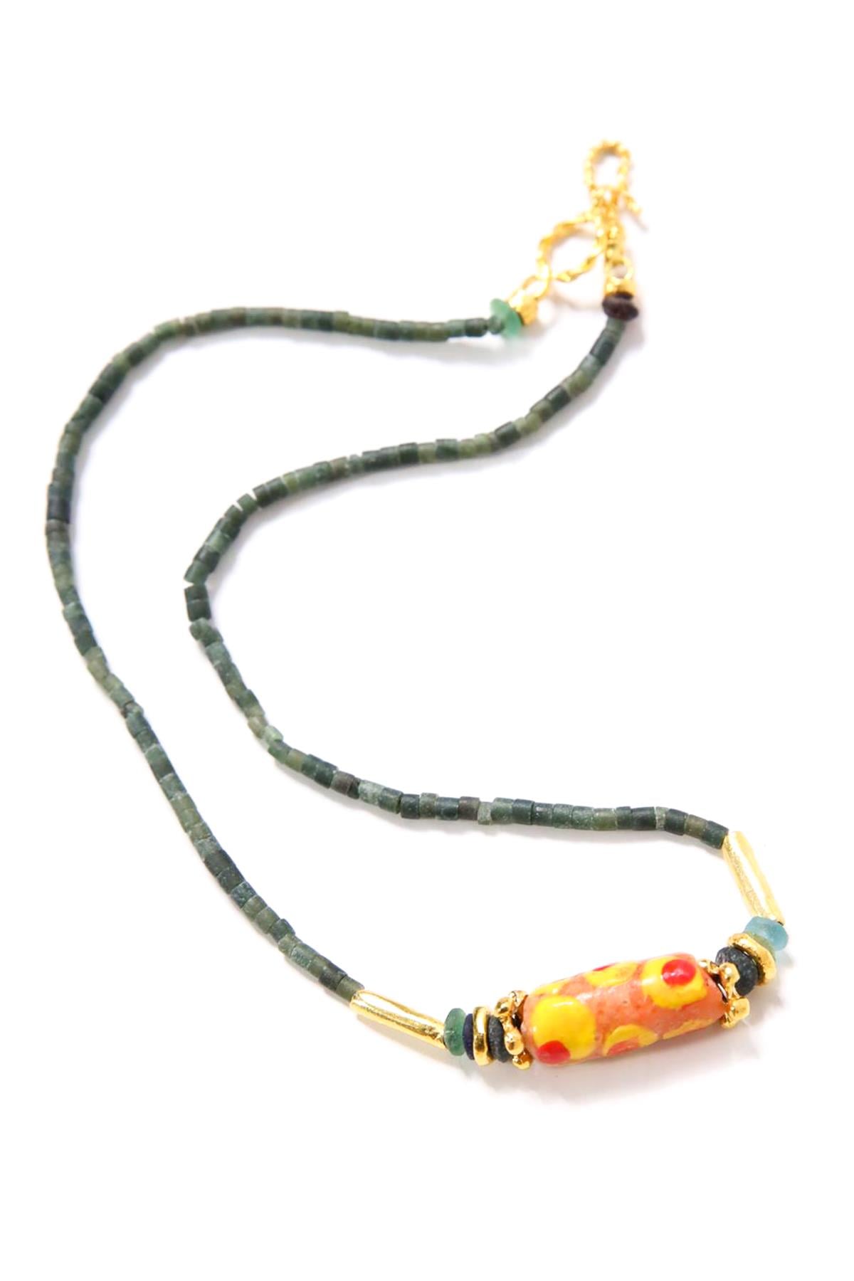 Yeşim Taşlı Bronz Tasarım Kolye - Şaman Butik Yeşim Taşlı Bronz Tasarım Kolye