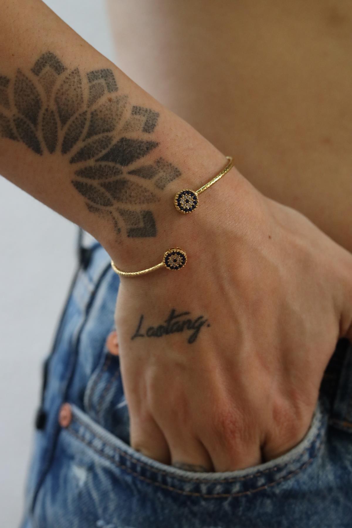 Nazar Boncuklu Tekli Kelepçe Bileklik