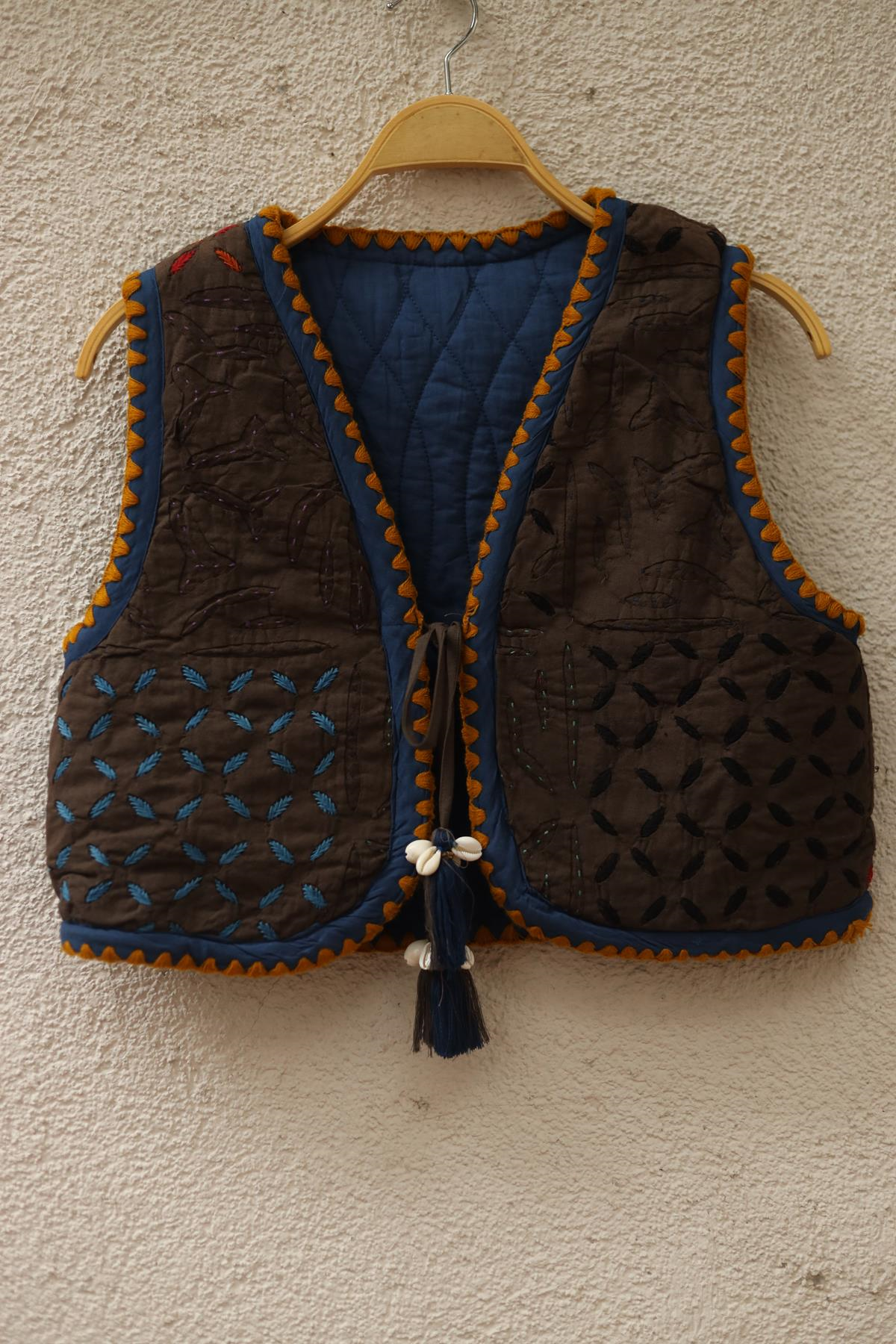 Dark Mink Seashell Fringed Vest