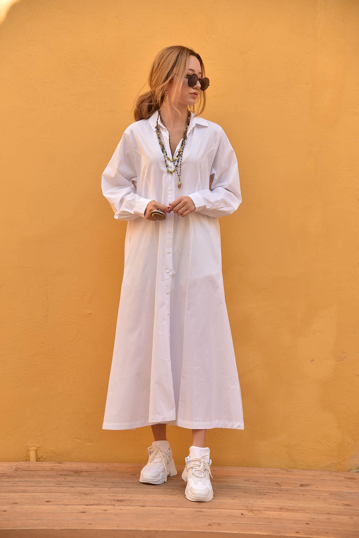 Beyaz Gömlek Elbise - Şaman Butik - Bohem Giyim ve Aksesuar | Kadın & Erkek