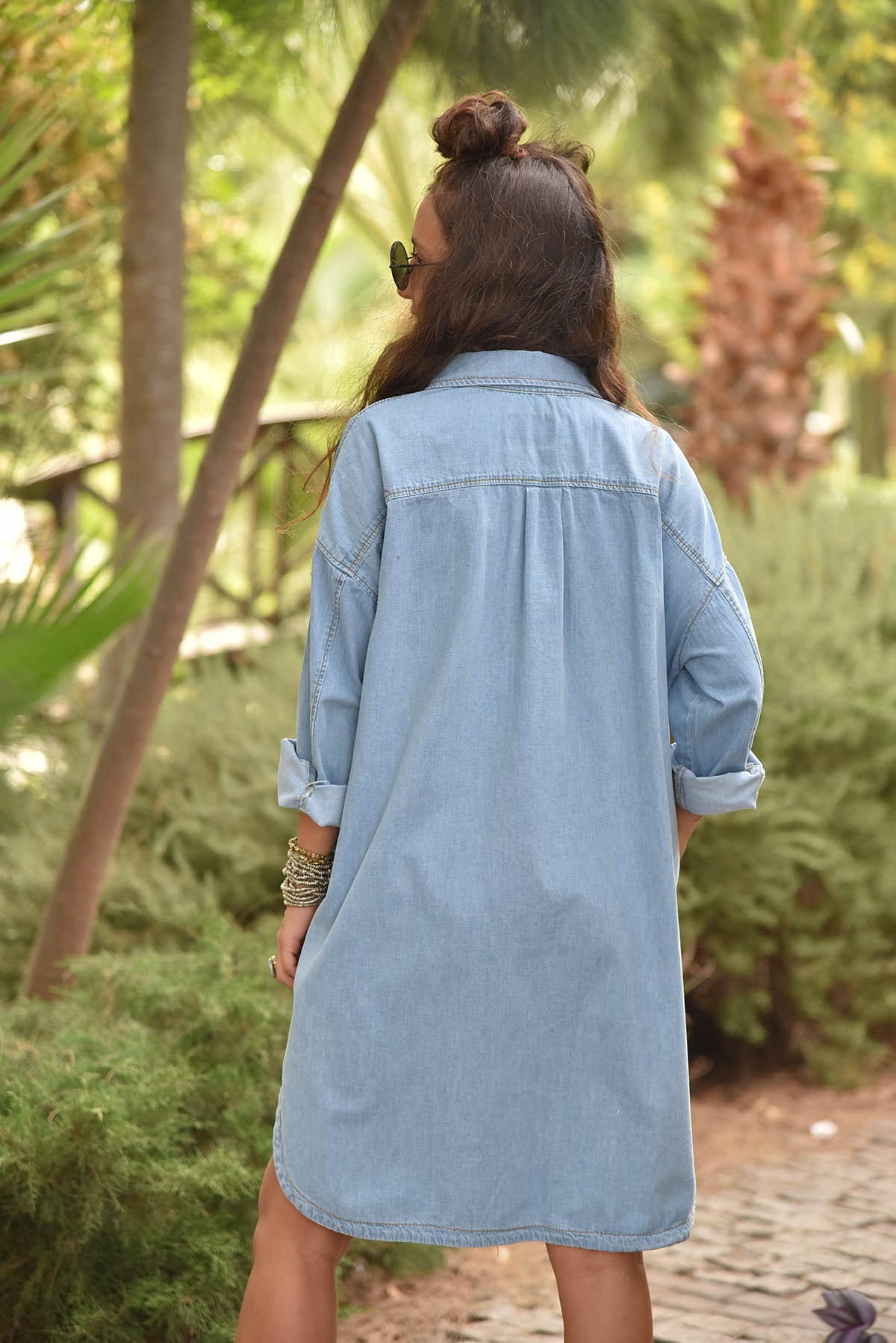 Buz Mavisi Kot Gömlek Elbise - Şaman Butik - Bohem Giyim ve Aksesuar |  Kadın & Erkek