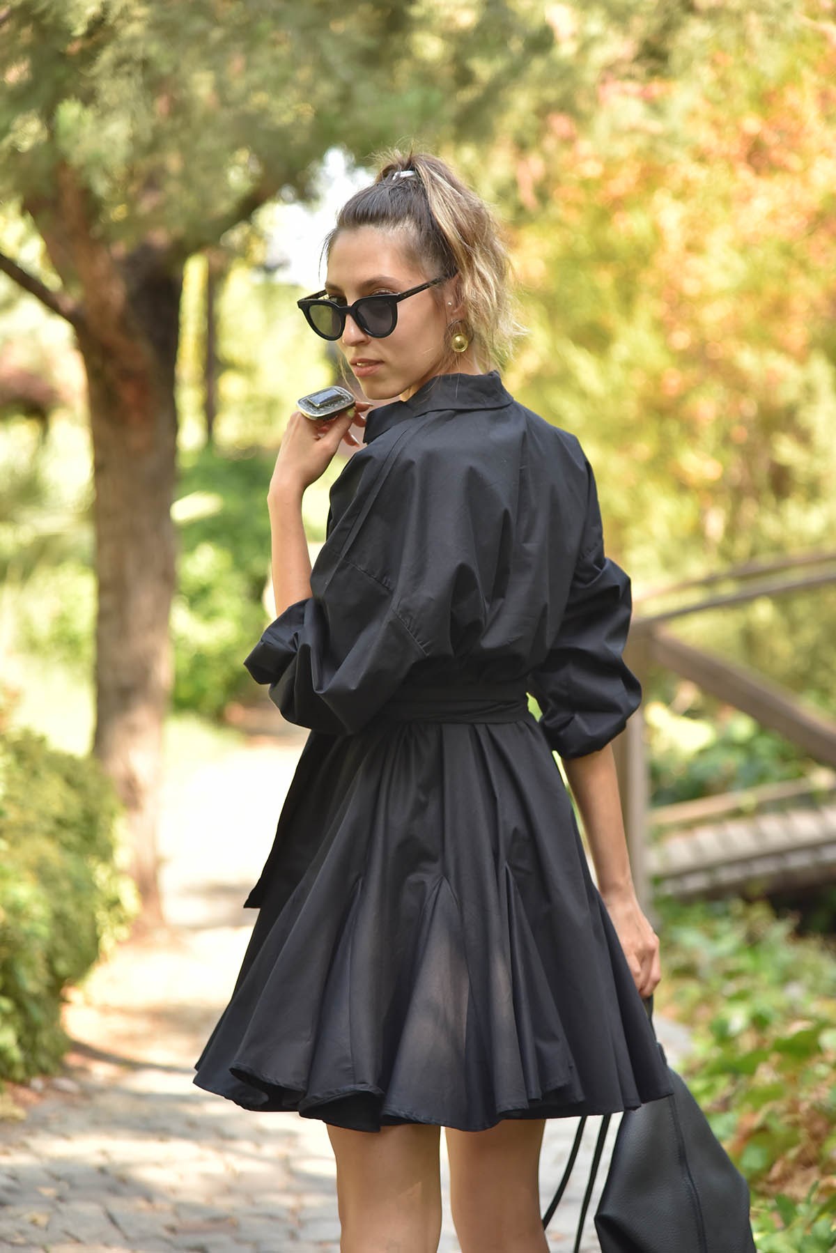 Siyah Etek Ucu Volanlı Kısa Gömlek Elbise - Şaman Butik - Bohem Giyim ve  Aksesuar | Kadın & Erkek