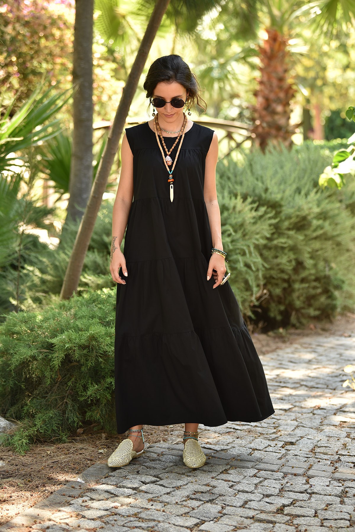 Black Sleeveless Layered Maxi Dress - Şaman Butik | Shop Online