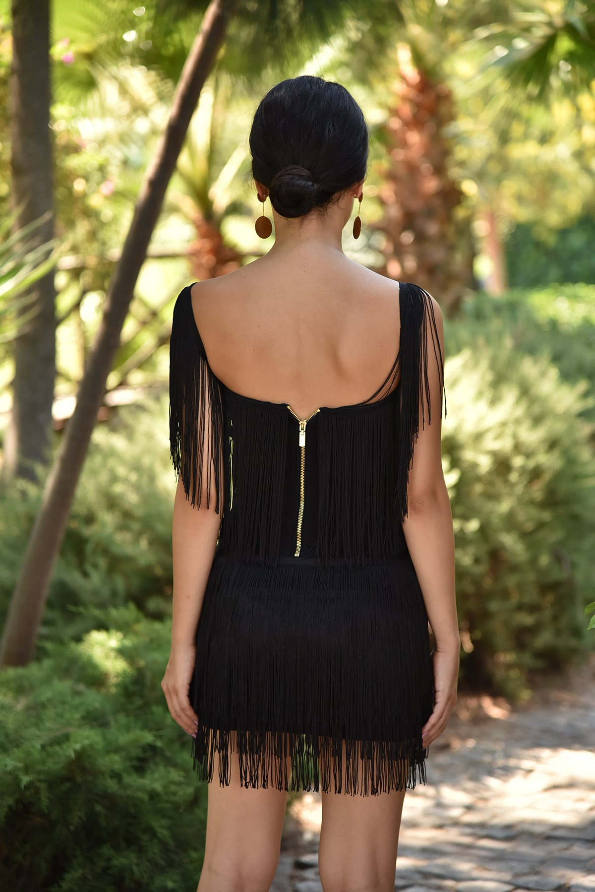 Black Fringed Dress - Şaman Butik | Shop Online