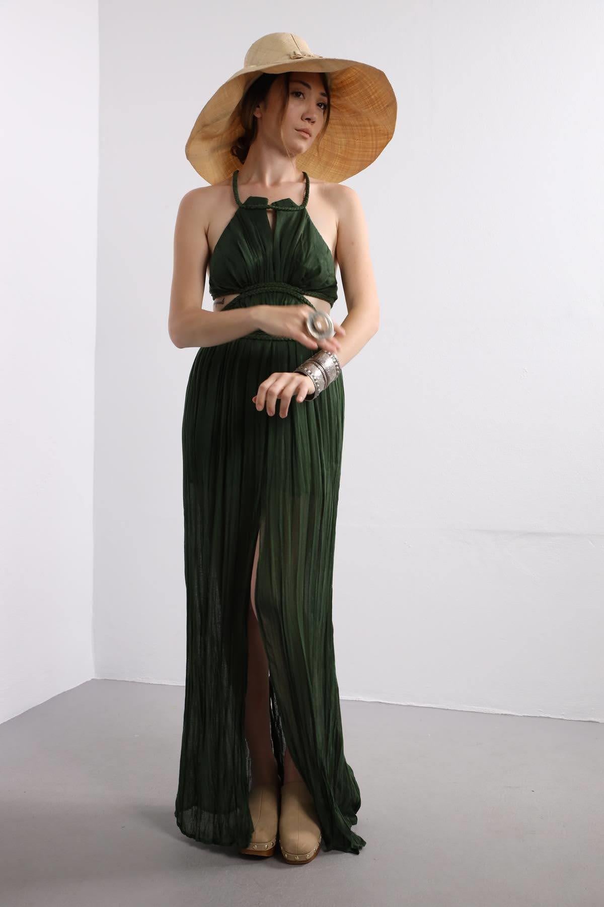 Green Slit Elegant Dress Green Slit Elegant Dress