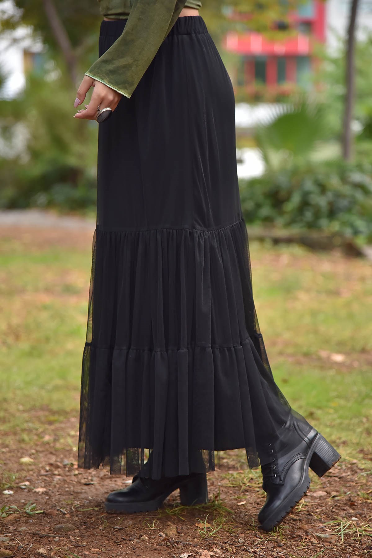 Siyah Uzun Astarlı Tül Etek - Şaman Butik - Bohem Giyim ve Aksesuar | Kadın  & Erkek