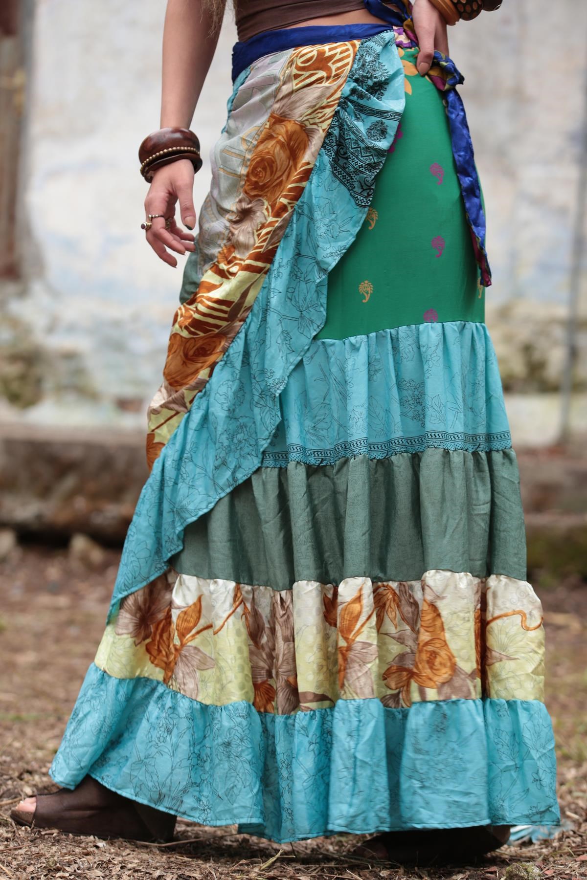 Yeşil Desenli Bağlamalı Etek - Şaman Butik - Bohem Giyim ve Aksesuar |  Kadın & Erkek