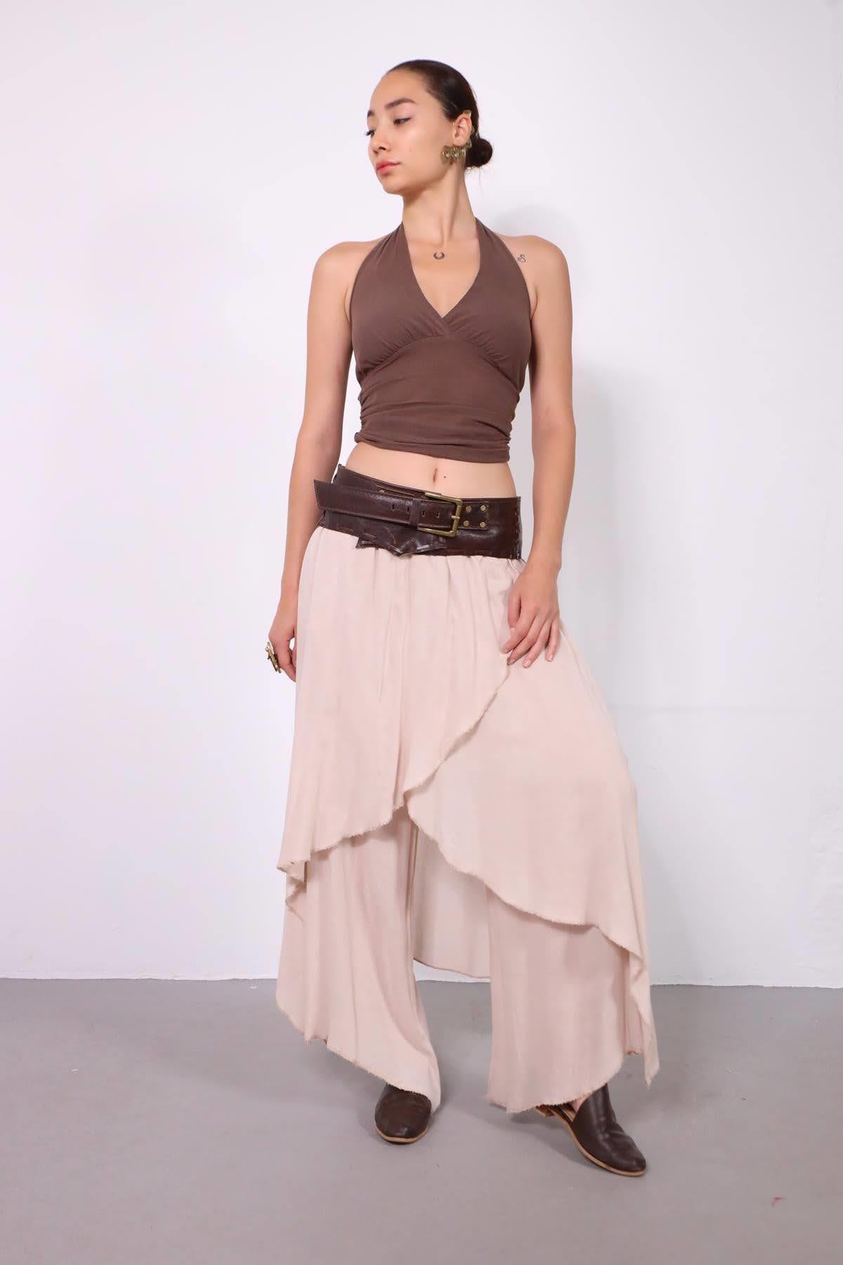 Krem Rengi Kelebek Pantolon - Şaman Butik Krem Rengi Kelebek Pantolon