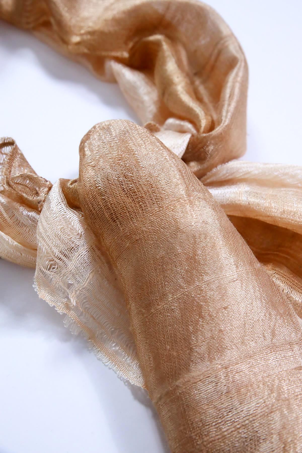 Sütlü Kahve Krem Rengi Geçişli İpek Şal - Şaman Butik Sütlü Kahve Krem Rengi Geçişli İpek Şal