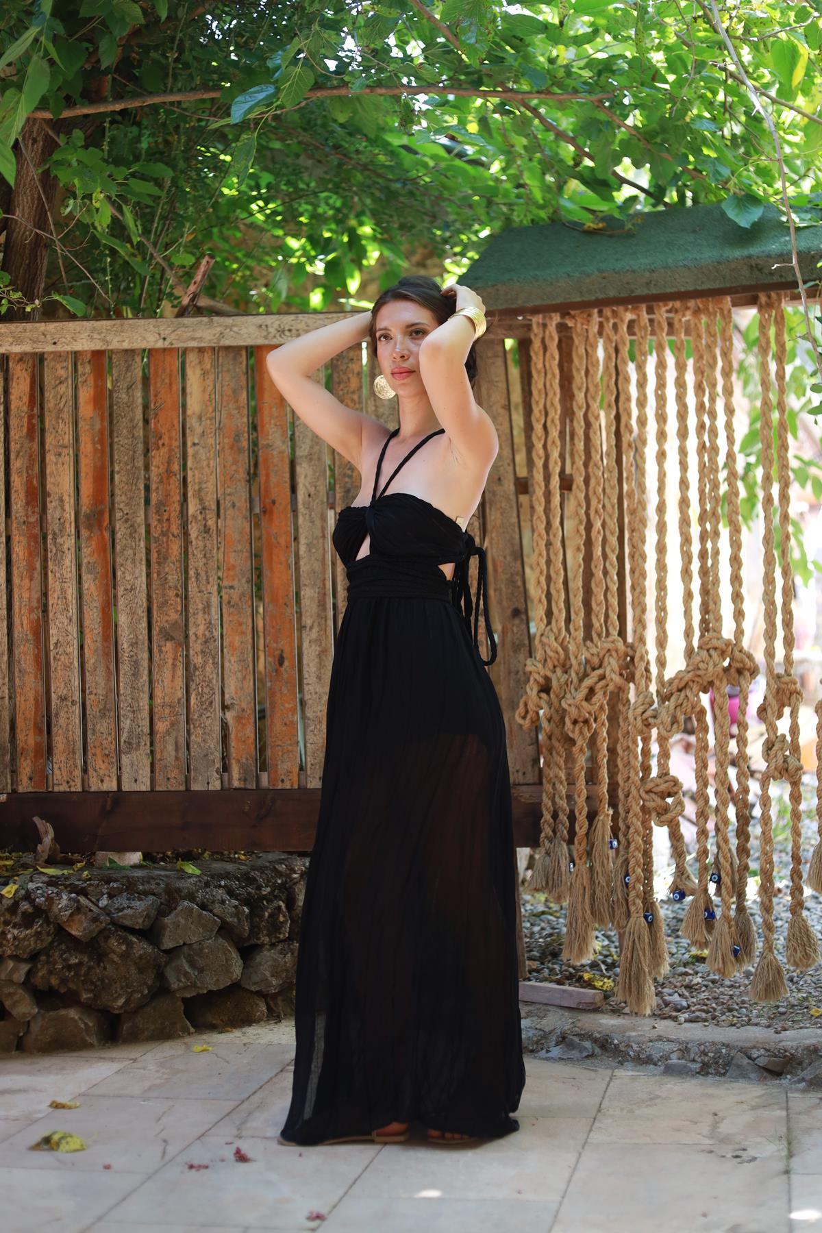 Black Knit Strappy Dress
