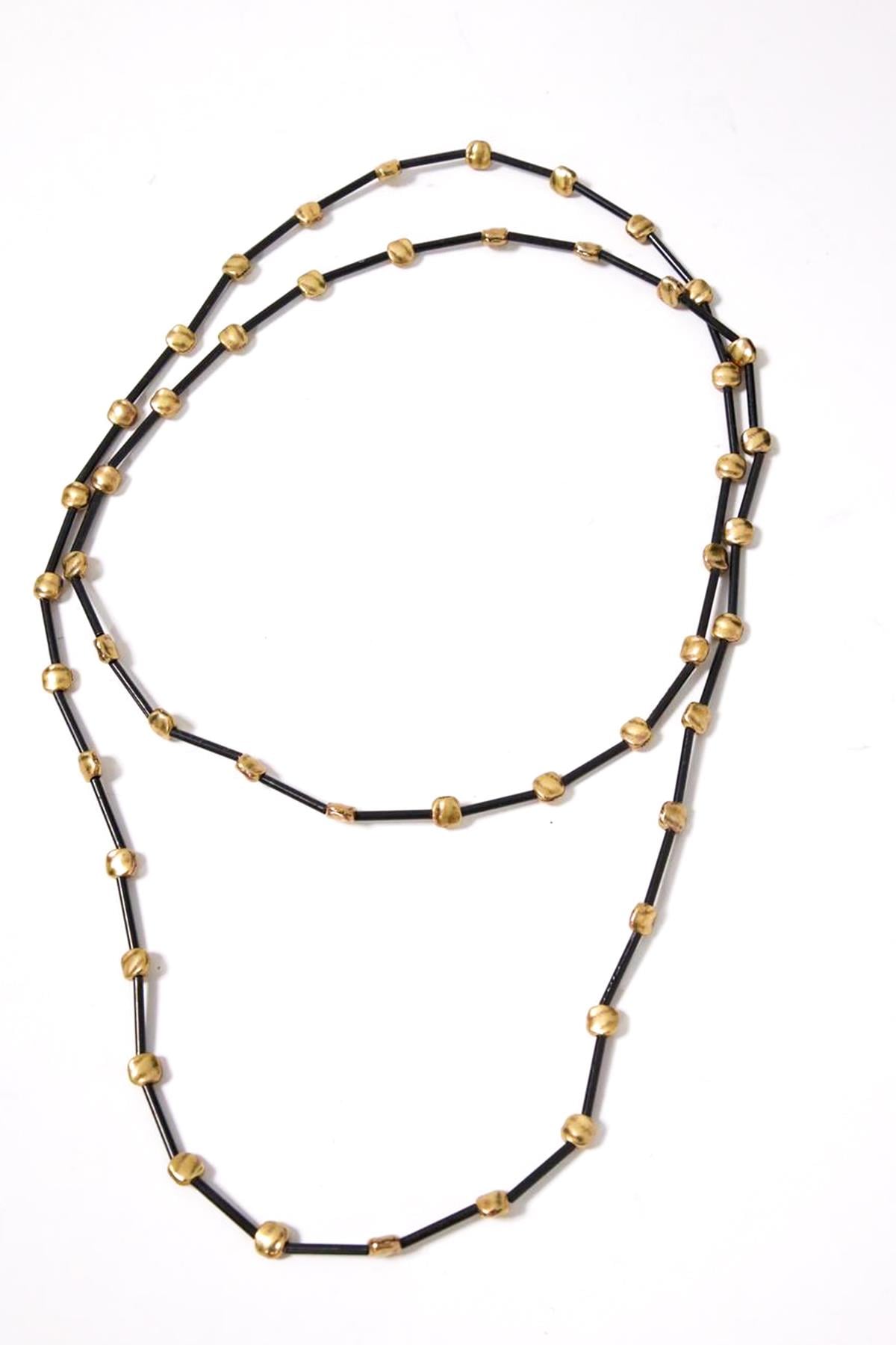 Mercimek Desenli Bronz Uzun Kolye - Şaman Butik Mercimek Desenli Bronz Uzun Kolye
