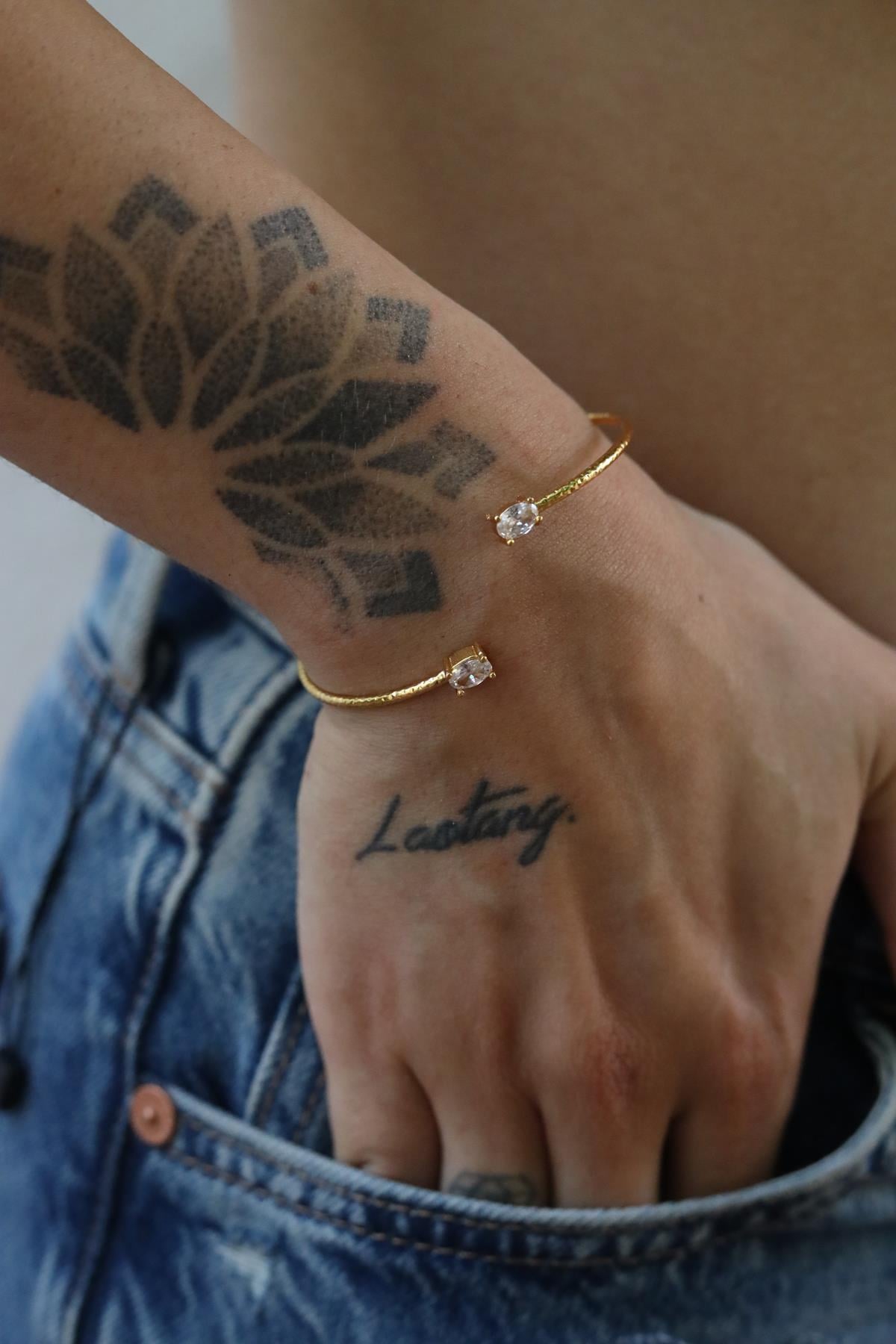 Kristal Tekli Kelepçe Bileklik