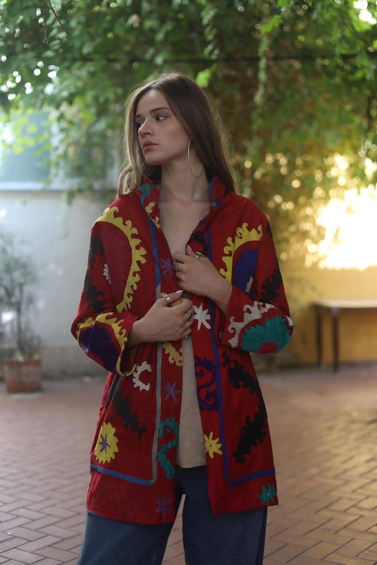 Kırmızı Suzani Kaftan