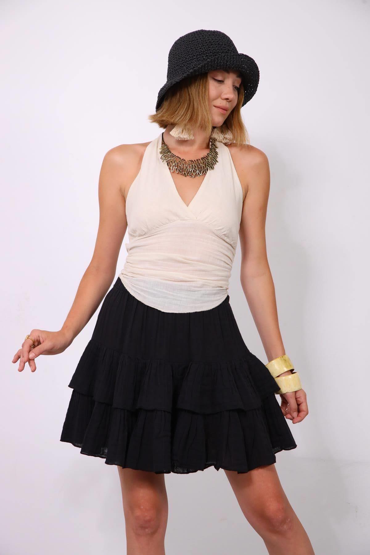 Siyah Kat Kat Mini Etek - Şaman Butik Siyah Kat Kat Mini Etek