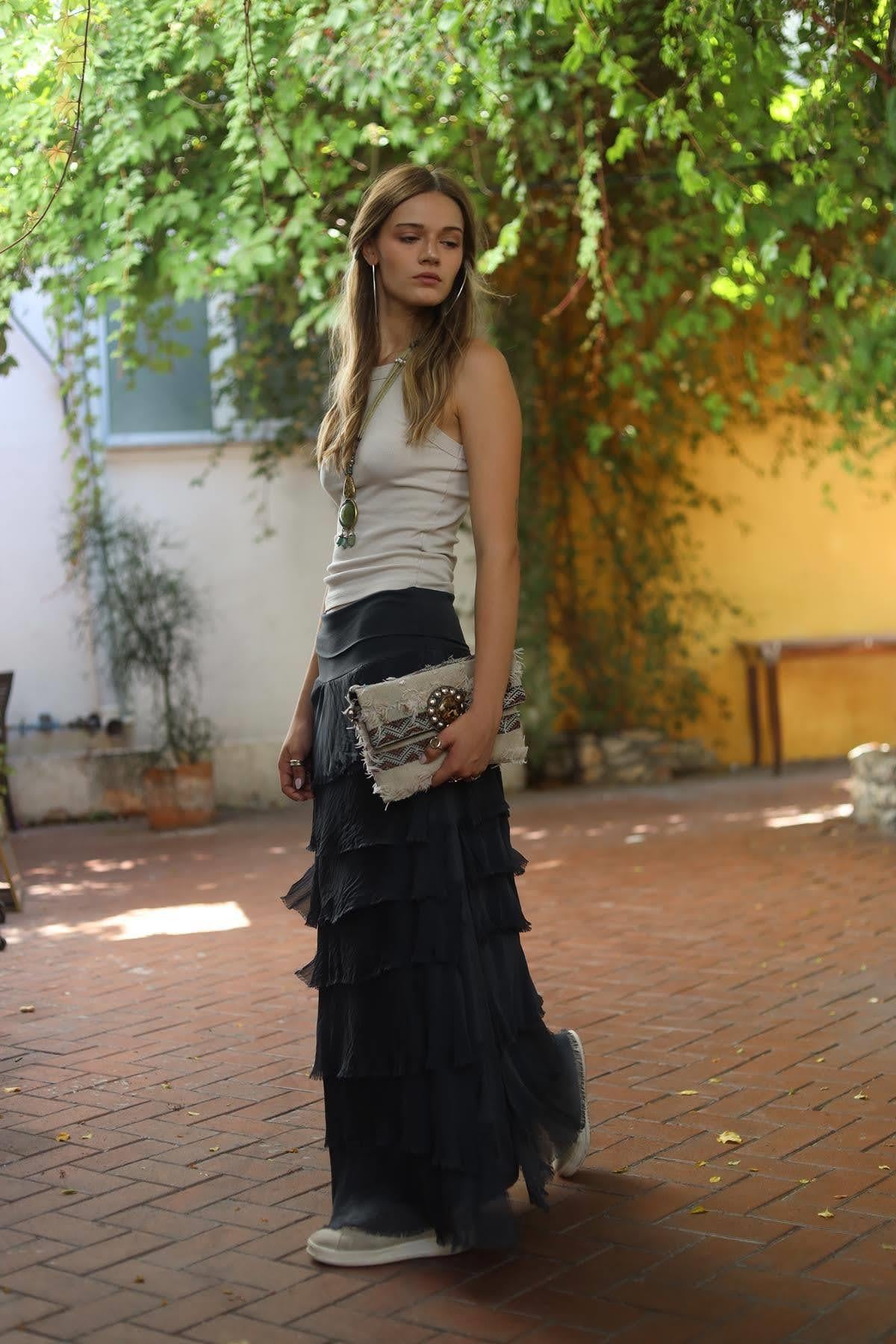 Antrasit Kat Kat İpek Etek