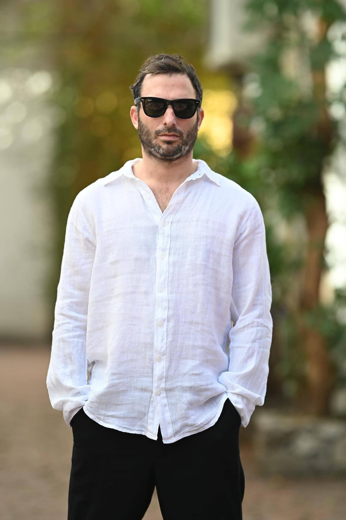 Beyaz Keten Erkek Gömlek