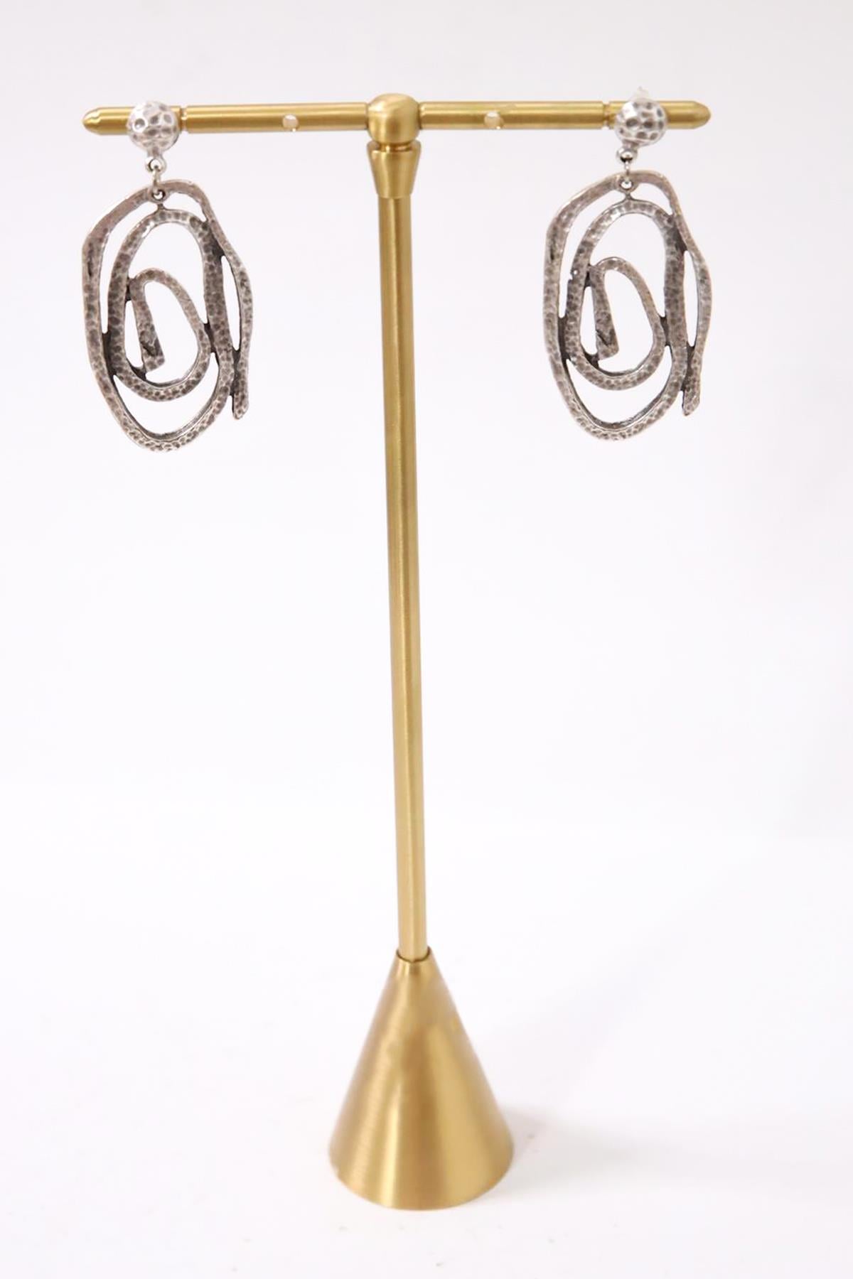  Spiral Tasarım Gümüş Kaplama Sallantılı Küpe