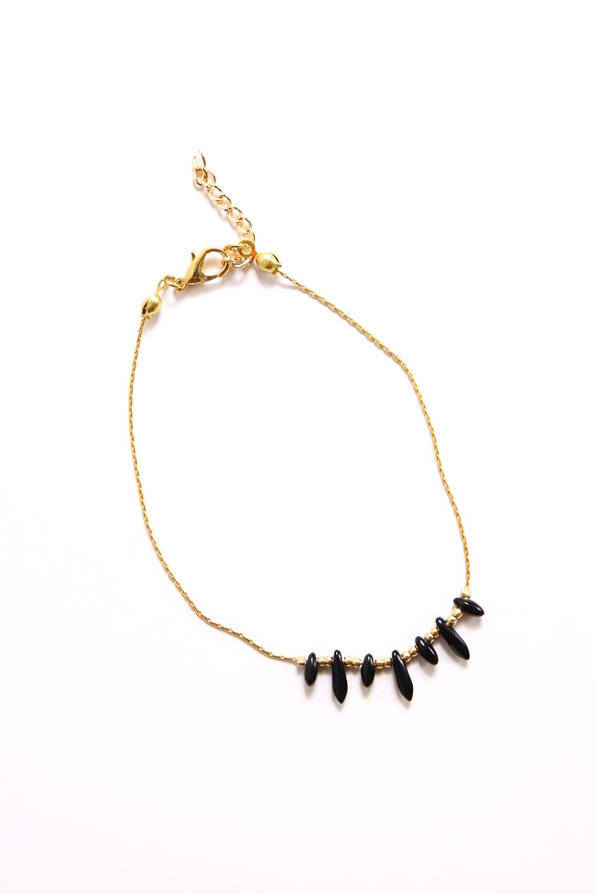 Siyah Taş Detay Halhal - Şaman Butik Siyah Taş Detay Halhal