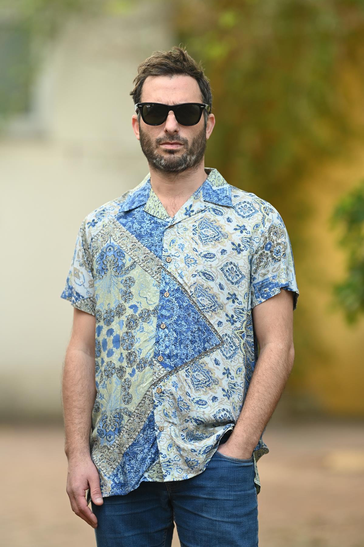 Mavi Babil Desen Erkek Gömlek