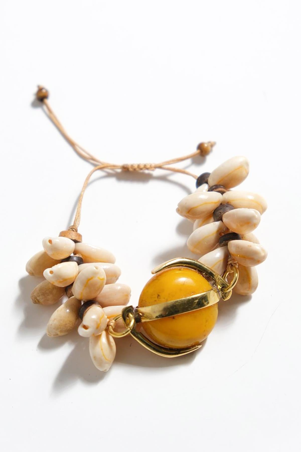 Deniz Kabuklu Kehribar Tasarım Bileklik - Şaman Butik Deniz Kabuklu Kehribar Tasarım Bileklik