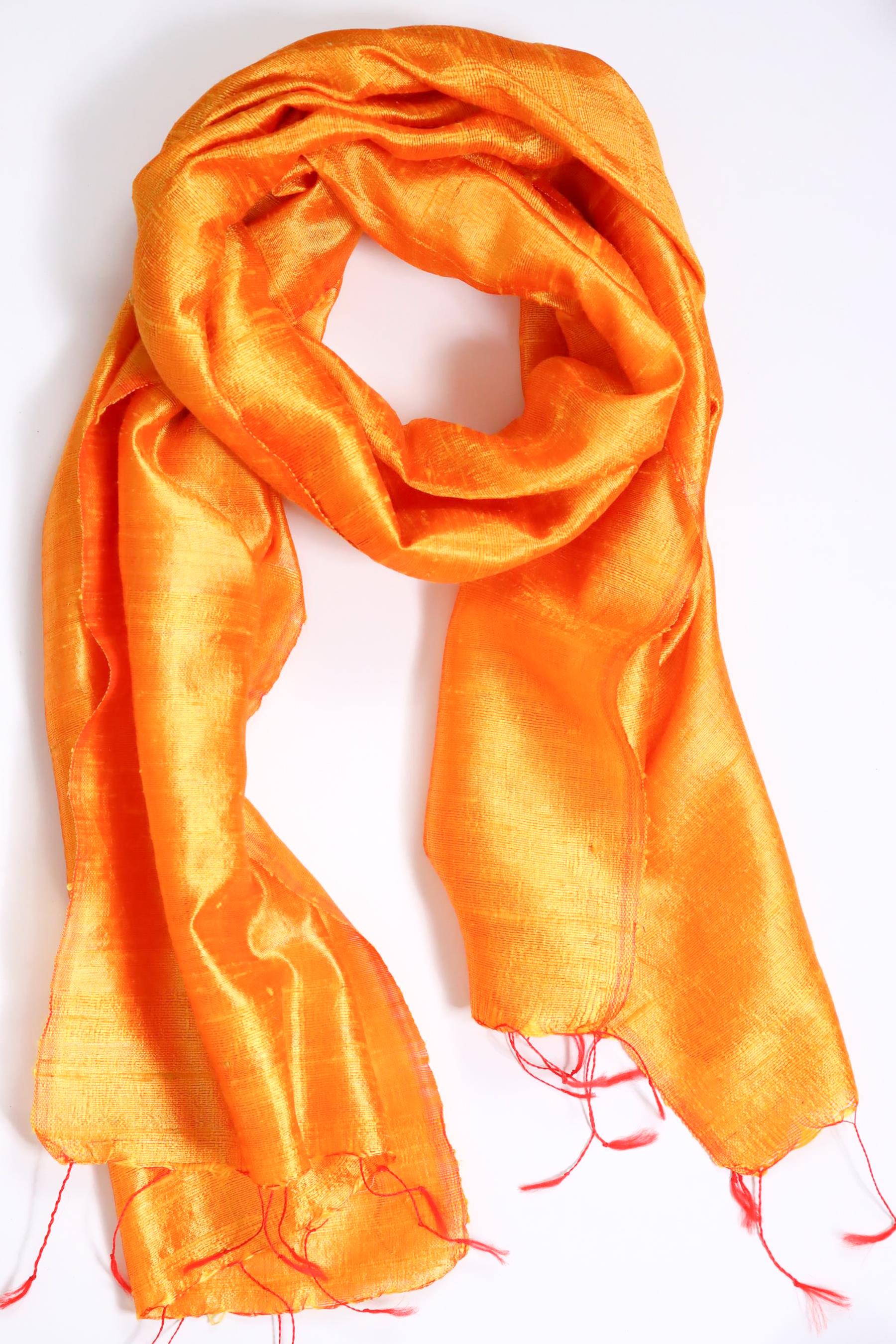 Turuncu İpek Şal - Şaman Butik Turuncu İpek Şal