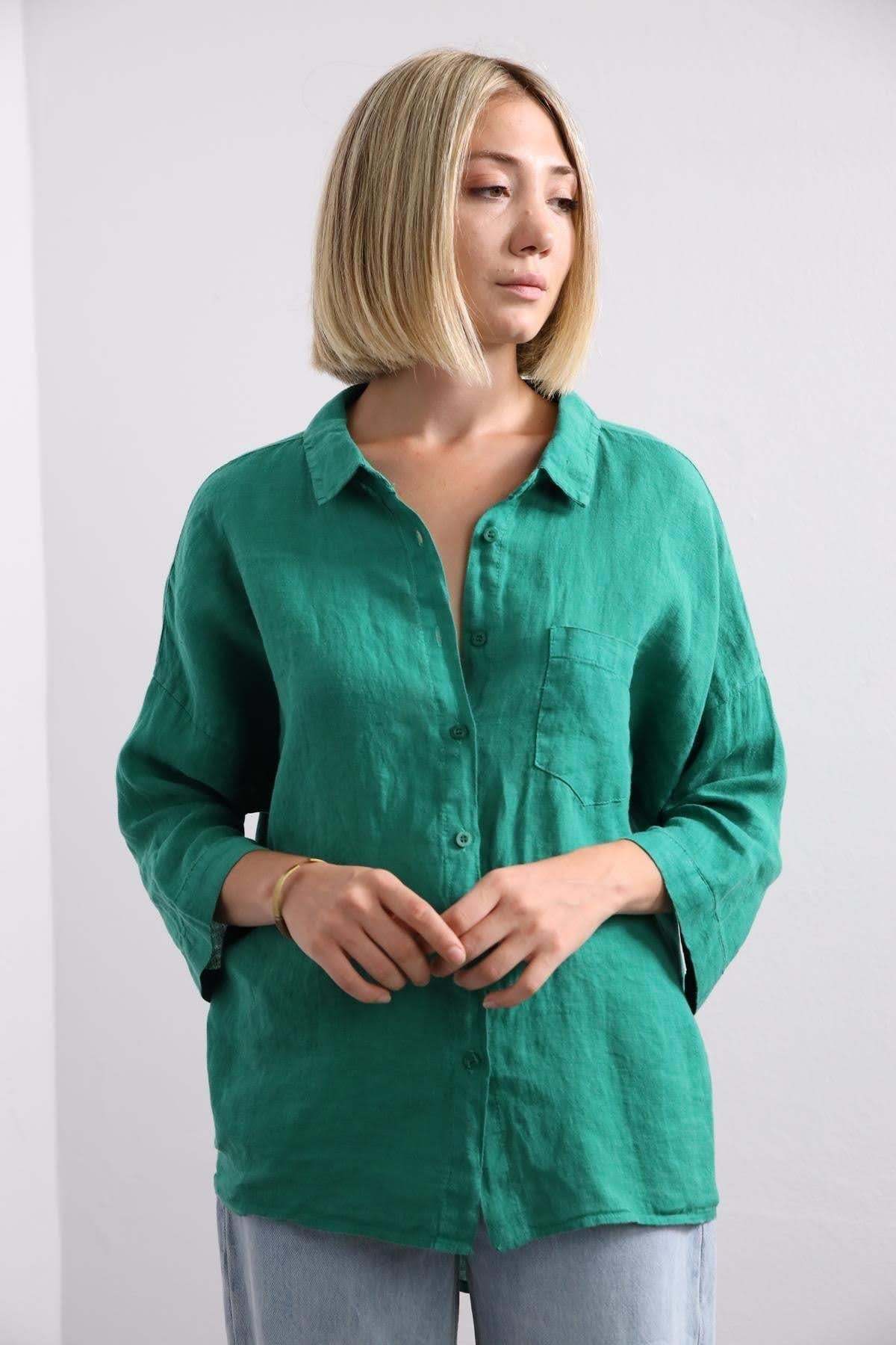 Green Back Ring Detailed Shirt