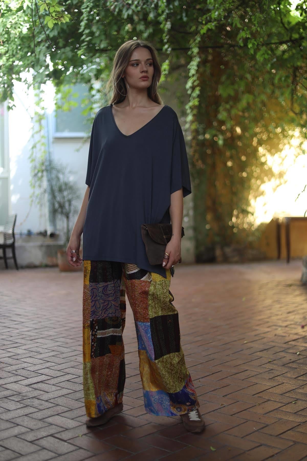 Renkli Patchwork Pantolon