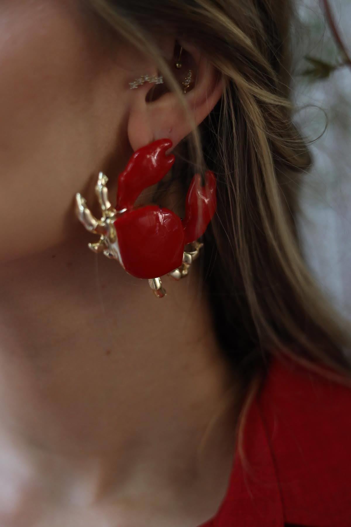 Altın Kaplama Yengeç Küpe