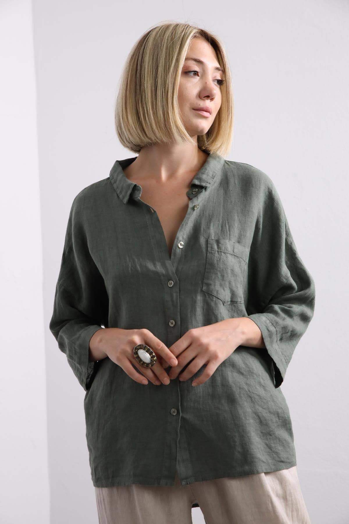 Khaki Back Ring Detailed Shirt Khaki Back Ring Detailed Shirt