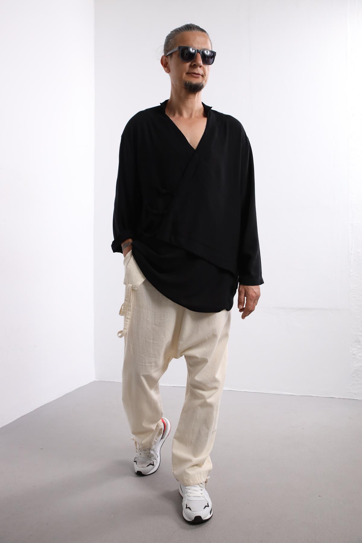 Krem Rengi Johan Şalvar - Şaman Butik Krem Rengi Johan Şalvar